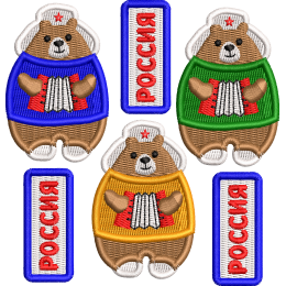 Медведь с гармошкой для термонашивки