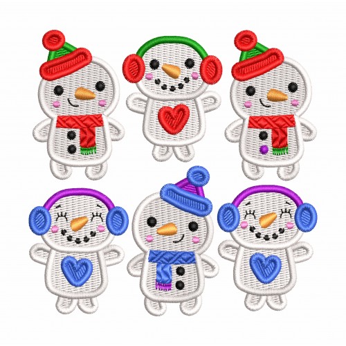 Файл вышивки Снеговики для термонашивки