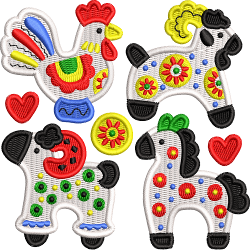 Файл вышивки дымковская игрушка термонашивка