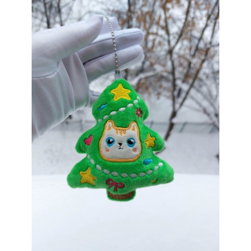 Файл вышивки Ёлочка с котиком игрушка 
