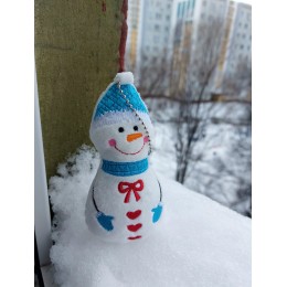 Файл вышивки Снеговик игрушка - брелок
