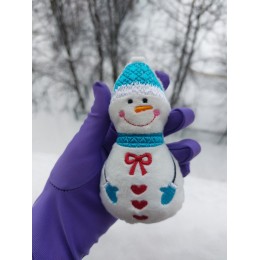 Файл вышивки Снеговик игрушка - брелок