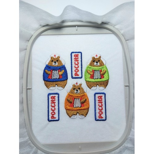 Файл вышивки Медведь с гармошкой для термонашивки