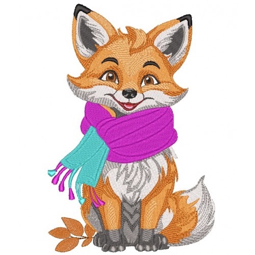 Файл вышивки Лиса с шарфом