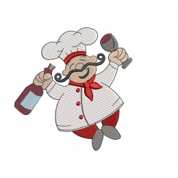 Повар с фужером и вином