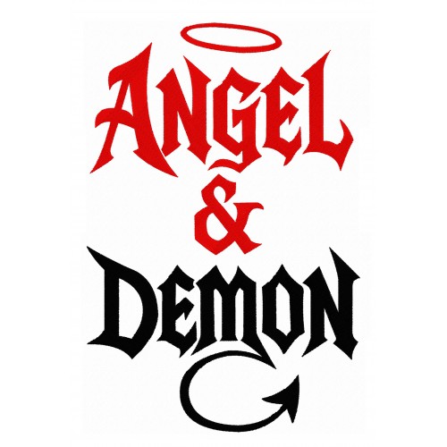 Файл вышивки Angel & Demon надпись