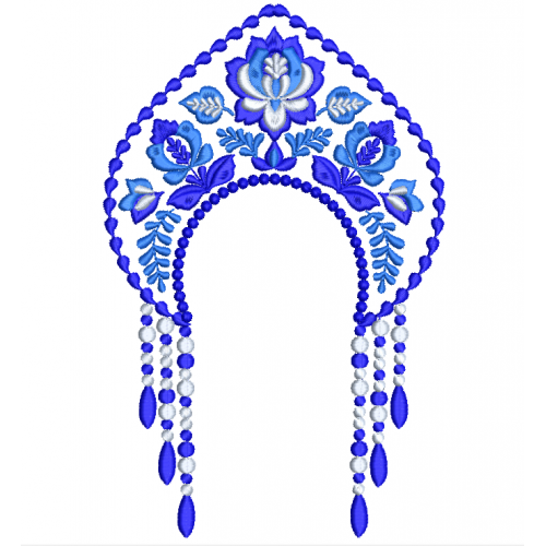 Файл вышивки Кокошник гжель