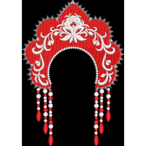 Файл вышивки Кокошник красный