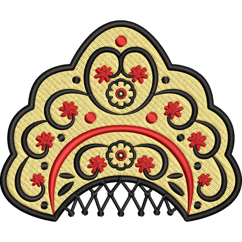 Файл вышивки Кокошник жёлто-красный