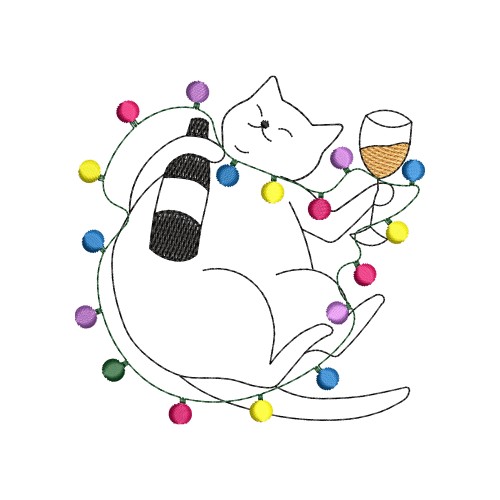 Файл вышивки Кот-сомелье (Новогодняя версия)