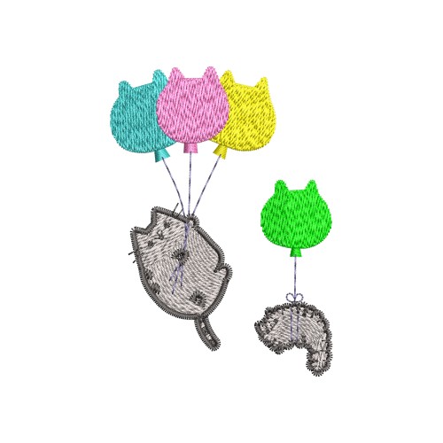 Файл вышивки Коты на шариках