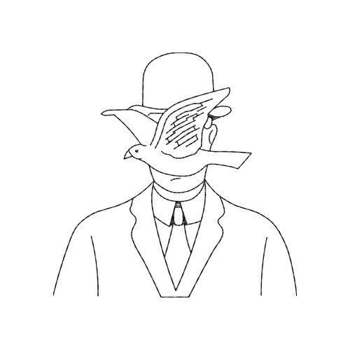 Файл вышивки Человек в котелке / Рене Магритт