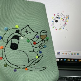 Файл вышивки Кот-сомелье (Новогодняя версия)