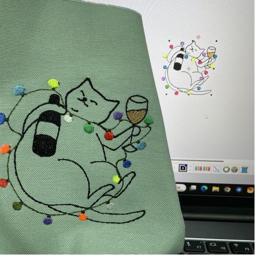 Файл вышивки Кот-сомелье (Новогодняя версия)