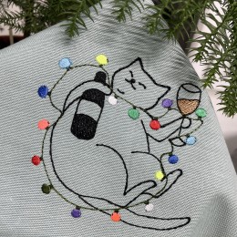 Файл вышивки Кот-сомелье (Новогодняя версия)