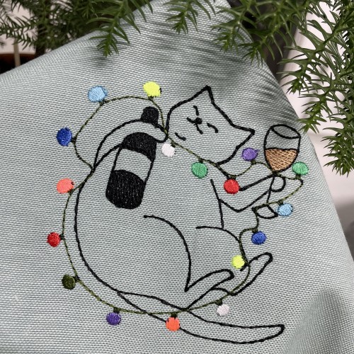 Файл вышивки Кот-сомелье (Новогодняя версия)