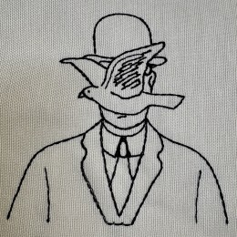 Файл вышивки Человек в котелке / Рене Магритт