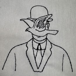 Файл вышивки Человек в котелке / Рене Магритт