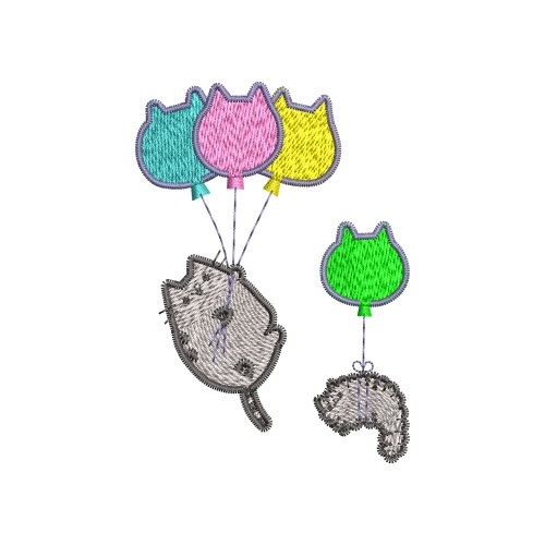 Файл вышивки Коты на шариках