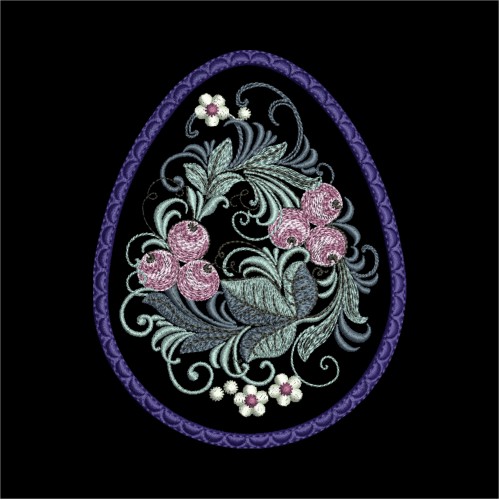 Файл вышивки Пасхальное яйцо Вологодская хохлома "Брусника"