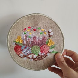 Пасхальный кулич в корзинке