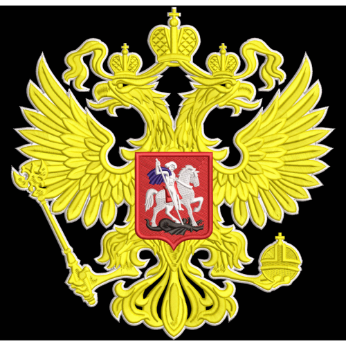 Файл вышивки Герб РФ большой с белой обводкой 