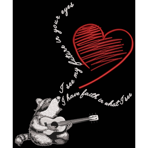 Файл вышивки Енот с гитарой 