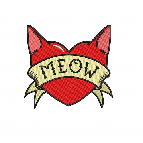 Файл вышивки MEOW сердце