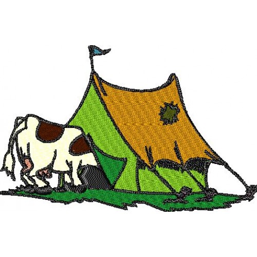 Файл вышивки корова в палатке