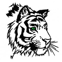 Голова тигра с зелеными глазами