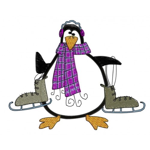 Файл вышивки Пингвин с коньками