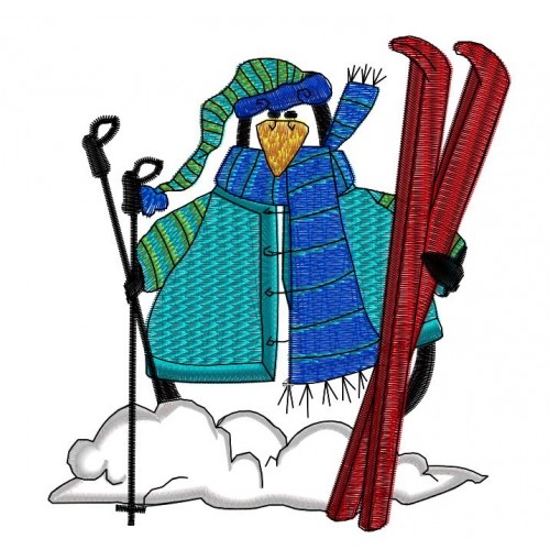 Файл вышивки Пингвин с лыжами
