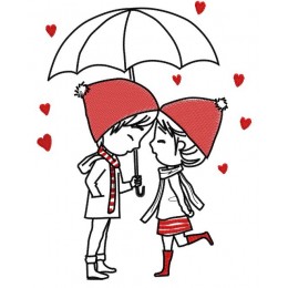 Влюбленная пара под зонтом