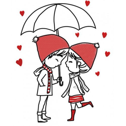 Файл вышивки Влюбленная пара под зонтом