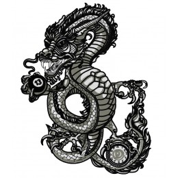 Восточный дракон с часами и бильярдным шаром