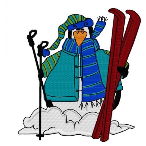 Файл вышивки Пингвин с лыжами 2