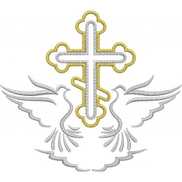 Крест и голуби / Крест на крестильную рубашку / Крестильный крест