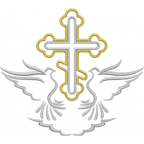 Файл вышивки Крест и голуби / Крест на крестильную рубашку / Крестильный крест