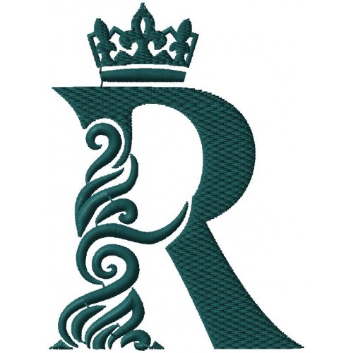 Файл вышивки Буква латинская R с короной
