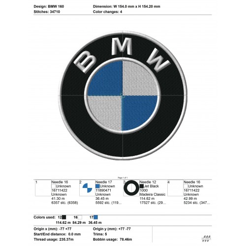 Файл вышивки Эмблема БМВ- BMW