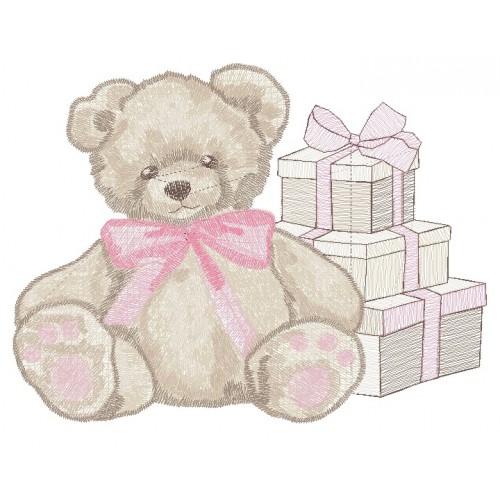 Файл вышивки Мишка с подарками