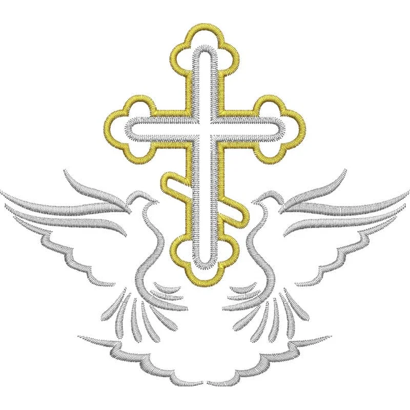 Крест и голуби / Крест на крестильную рубашку / Крестильный крест