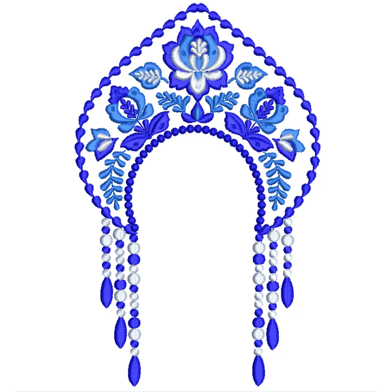 Кокошник гжель