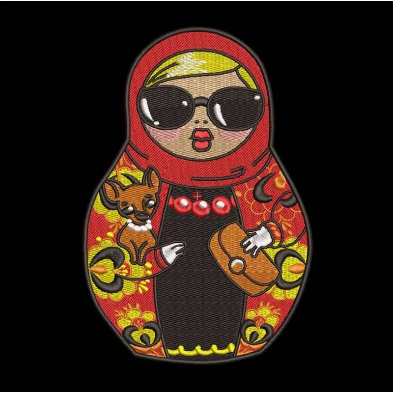 Матрешка в очках с собакой
