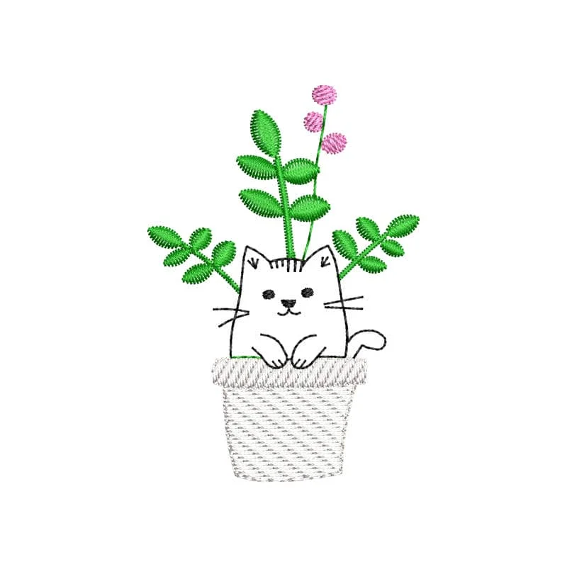 Котик в цветочном горшке