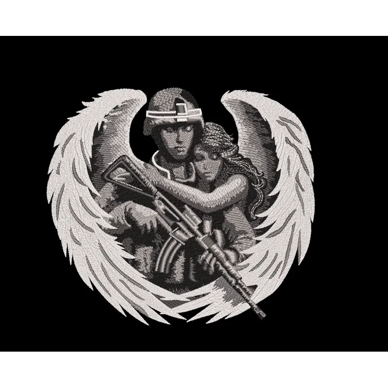Ангел обнимает военного 