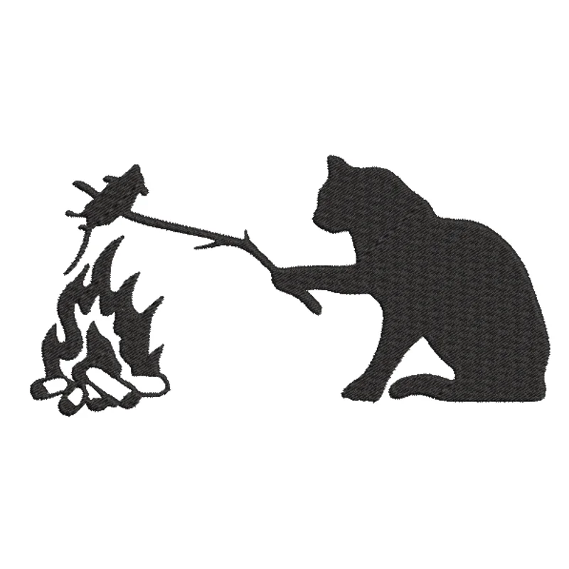 Вышивка кошка с мышью