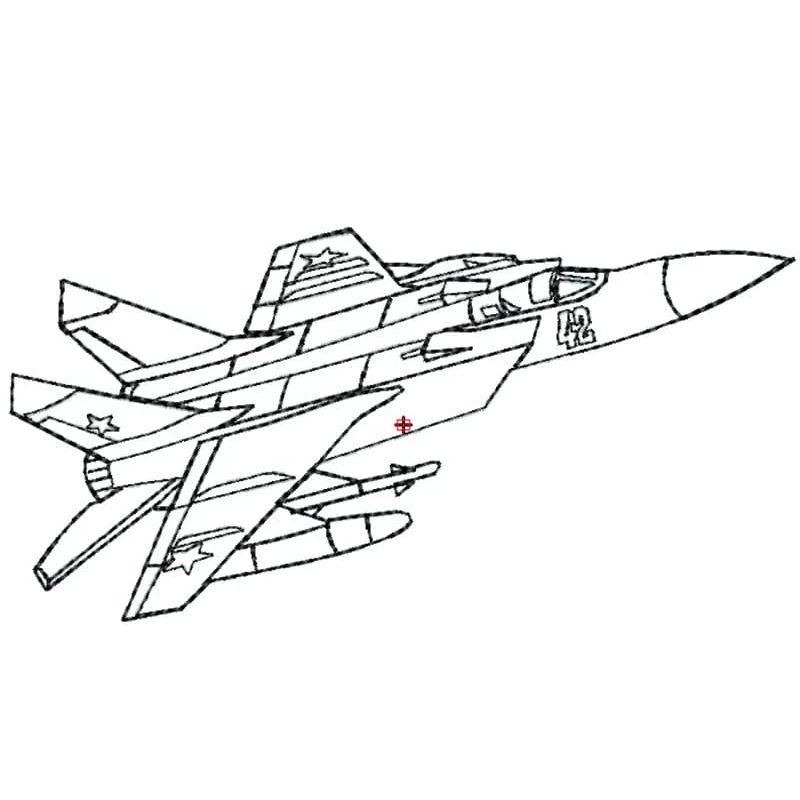 МиГ-31, истребитель-перехватчик, одноцветный, контурный.